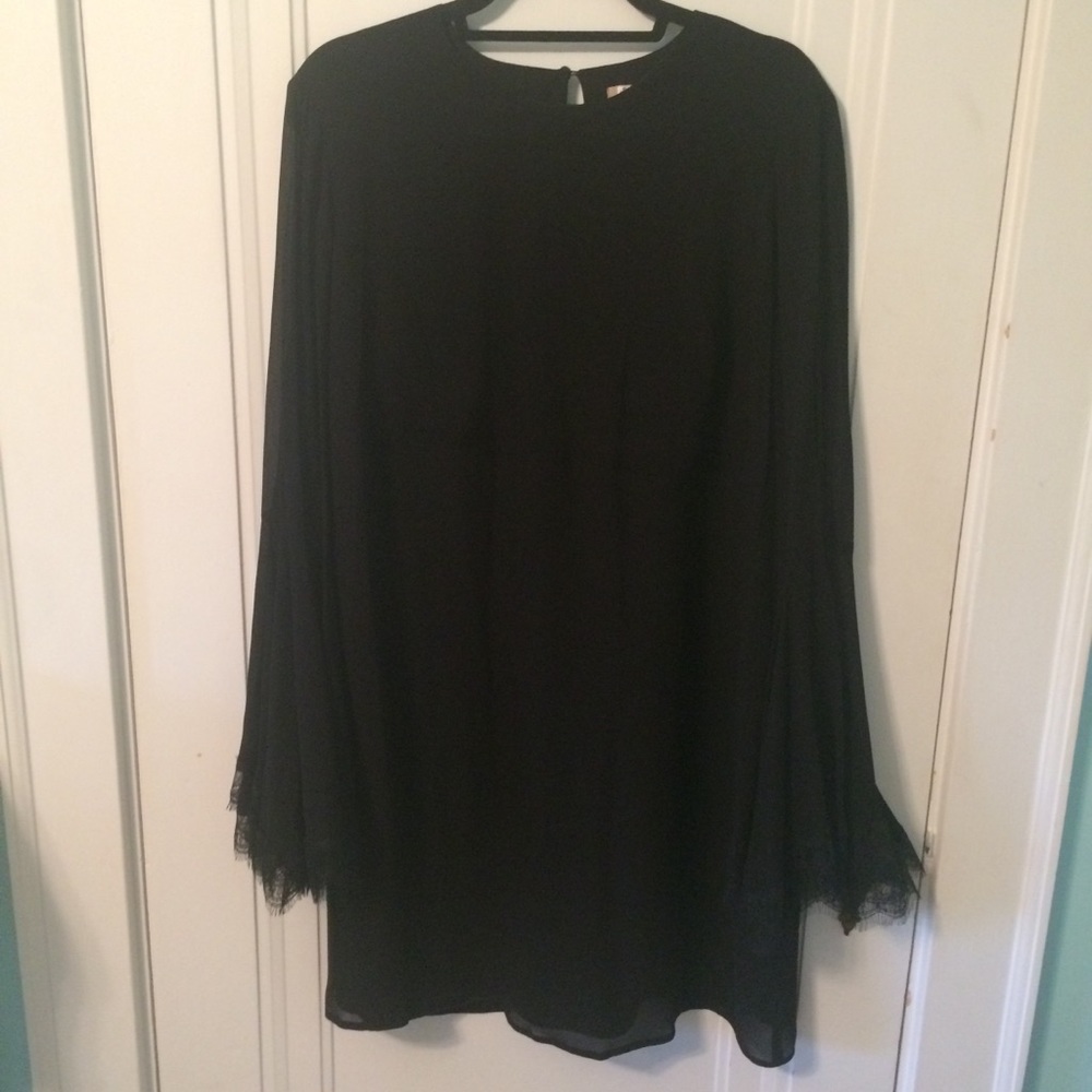 Twinset Milano Chiffon LBD with Lace Bell Sleeves